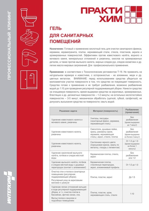 ГЕЛЬ ДЛЯ САНИТАРНЫХ ПОМЕЩЕНИЙ